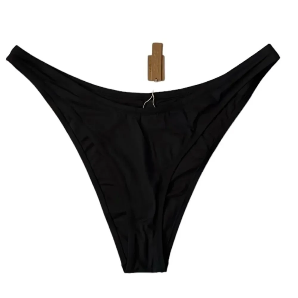 NWT SKIMS Recycled Swim Cheeky Tanga Bikini Bottom In Onyx Black